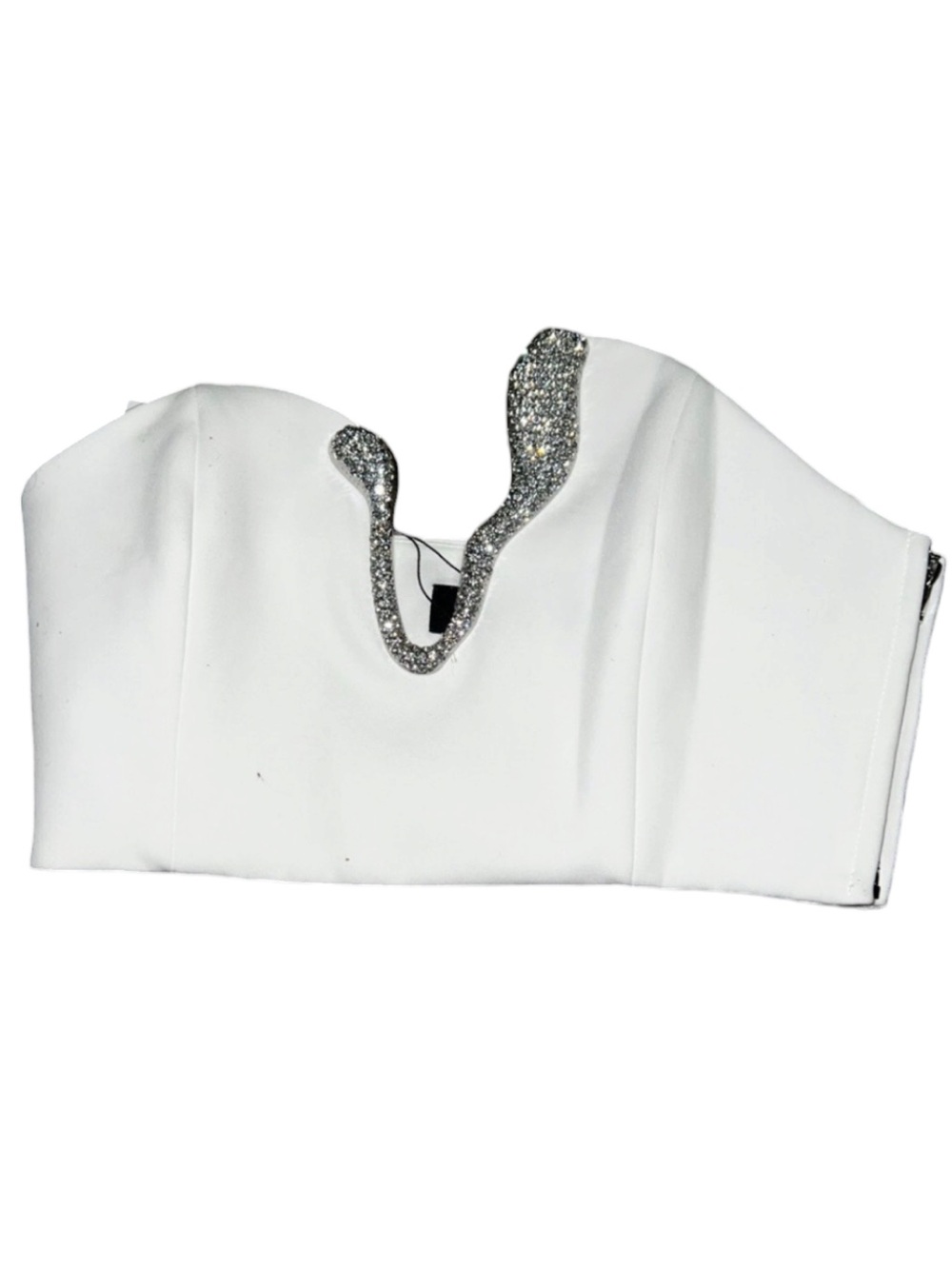NWT Zara White Women’s Strapless Rhinestone Accent Bustier Top size XS